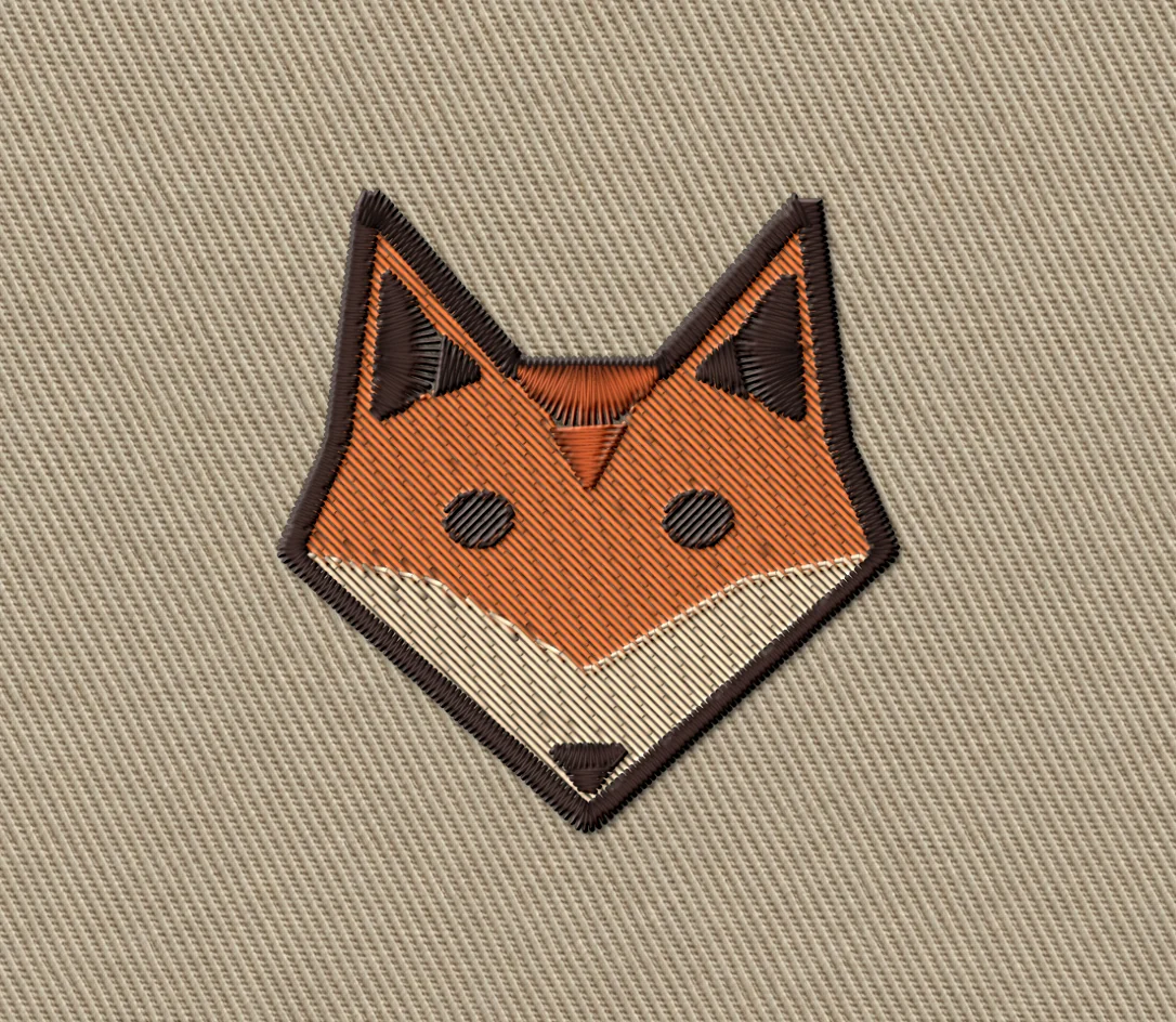 Fox mascot stitched in Soft & Light: a lighter, more open fill