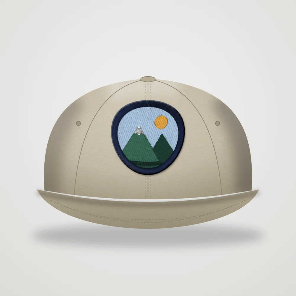 The sample badge on a cap, product preview