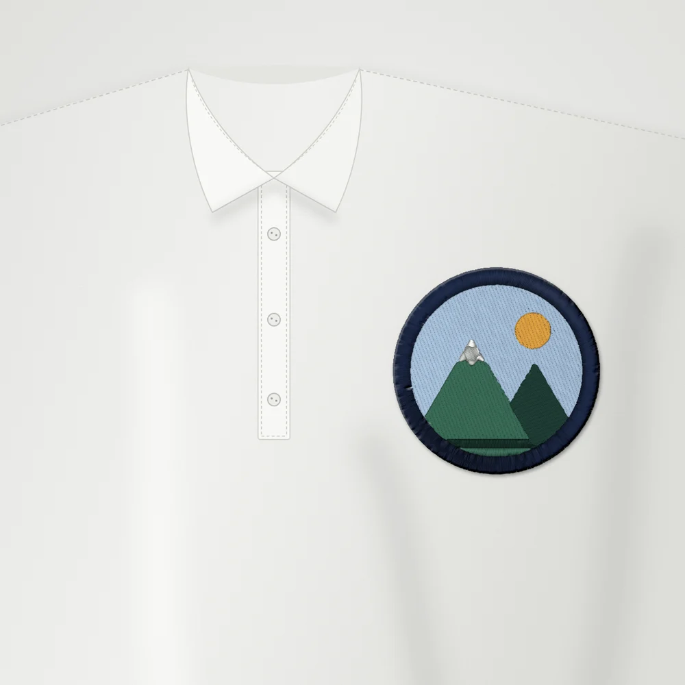 The sample badge on a polo, product preview