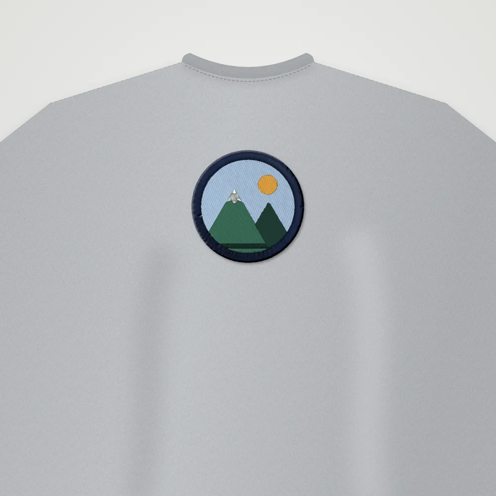 The sample badge on a t-shirt, product preview